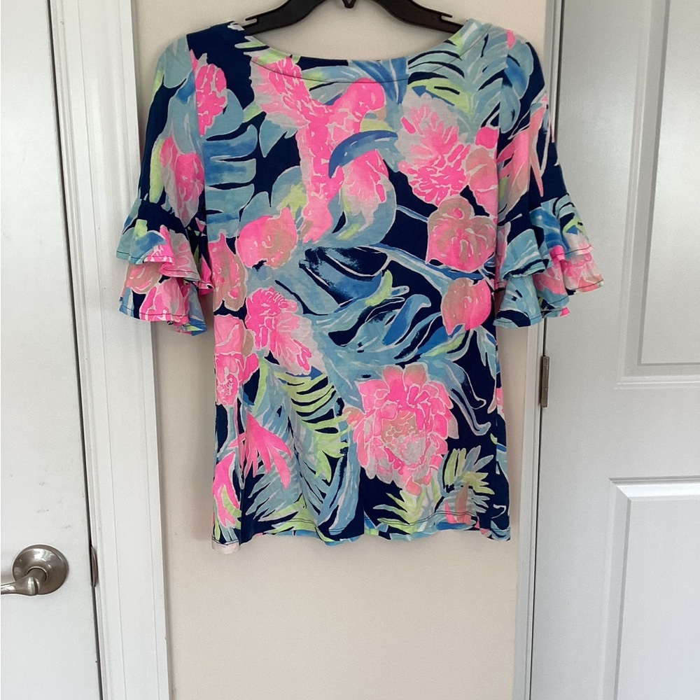 Lilly Pulitzer Pink and Blue Tropical Blouse